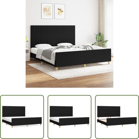 Kopfteil - Bettgestell ohne Matratze Schwarz 180x200 cm Stoff (1/5)