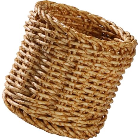 Elegante e rustico portapenne in plastica effetto rattan color kaki, robusto astuccio per pennelli da trucco, ideale per la scuola e l'ufficio. (1/5)