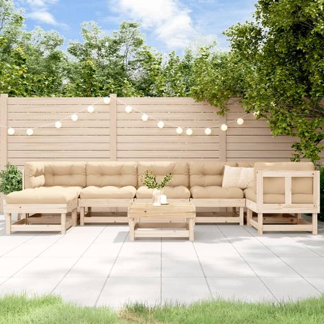 8-tlg. Garten-Lounge-Set Massivholz Kiefer (1/5)