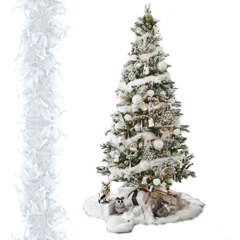 Catena di piume - Boa per albero di Natale 190 cm bianco (1/5)