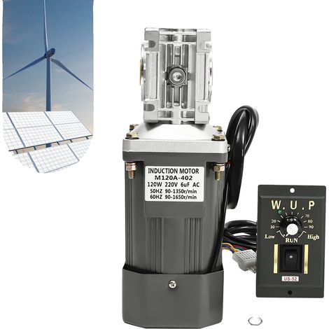 Motoriduttore elettrico, potenza 120W, tensione 220V CA, rapporto di riduzione 30:1, velocità a vuoto 60 giri/min, dimensioni 9925 cm (1/5)