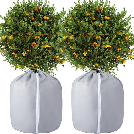 2 paquets de plantes d'hiver pot de protection 65  70cm pot de fleurs sac de protection - anti - gel hiver plante pot couvercle avec fermeture à glissière et zip pour l'hiver en plein air arbres fruit (1/5)