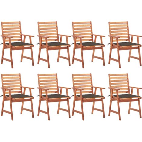 Chaises à dîner d'extérieur 8 pcs avec coussins Acacia massif 44 (1/5)