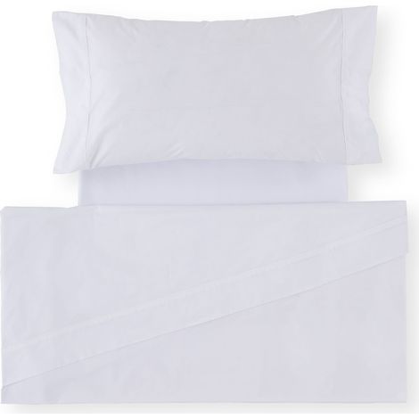 Juego de sábanas de satén color blanco. Cama de 150 cm. 3 piezas (1/3)