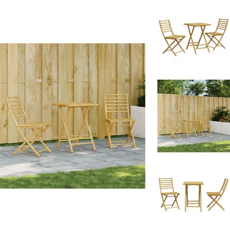 Ensemble de bistro 3 pcs bambou - Meubles De Jardin - Salon De Jardin - Ensemble De Bistro - Mobilier Extérieur - Table Pliante (1/5)