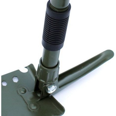 Pelle de camping, à double poignée, portable, compacte, verte, pelle multifonctionnelle adaptée à la randonnée, à la conduite et à la chasse. (1/5)