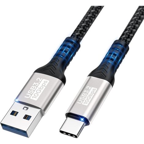 Câble USB A vers USB C 2m,transfert de données 10Gbit/s,3A charge rapide pour iPhone 17/16/15/Pro Max,Samsung Galaxy S24/S23/S22/S21,A55/A54/iPad Pro/SSD externe/USB vers périphérique Type-C (1/5)