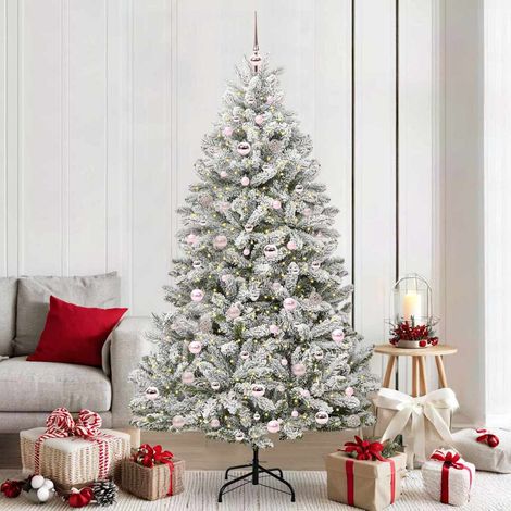 Künstlicher Weihnachtsbaum Grün und Weiß 210 cm PVC und Metall