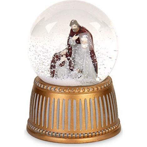 Pallina di neve decorativa con la natività con musichetta da 10 cm x 14,5 cm (1/4)