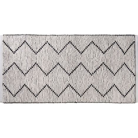 Tapis de bain zigzag 60x120 en polycoton blanc 50x80cm (1/4)