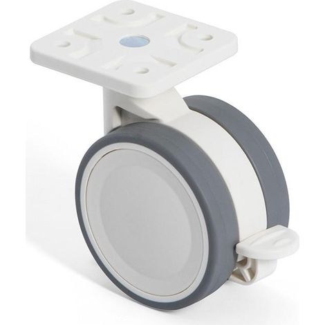 rueda giratoria vega con aro de goma ø60 con placa acabado blanco freno con freno (1/2)