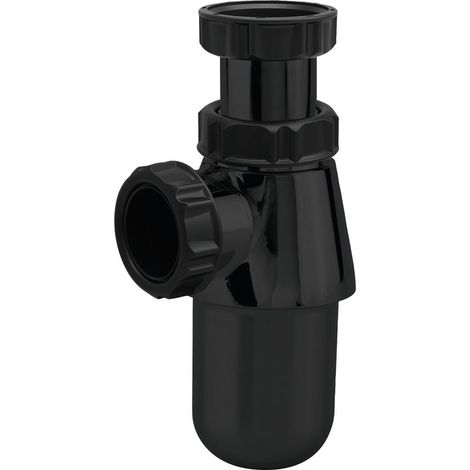 Valentin – Siphon de lavabo à culot – ABS noir – Entrée 1'1/4 – Sortie diamètre 32 mm – Hauteur réglable 35 à 105 mm