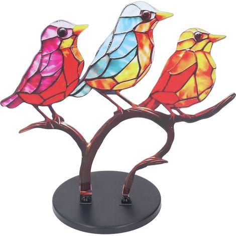 Kunstornamente der Serie „Gefärbte Vögel“: Vogelornamente auf einem Ast, Schreibtischdekoration für Fenster, Türen und Zuhause (1/5)