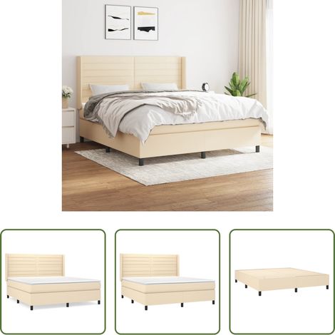 vidaXL Kopfteil - Boxspringbett mit Matratze Creme 180x200 cm Stoff (1/5)