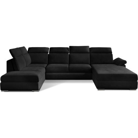 Canapé panorámico convertible MAJESTA 5 plazas negro – ángulo derecho con baúl – versión 2 (1/4)