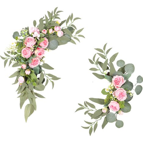 künstliche Hochzeitsbögen mit realistischen Blumen, florale Willkommensschilder für die Innen- und Außendekoration (1/2)