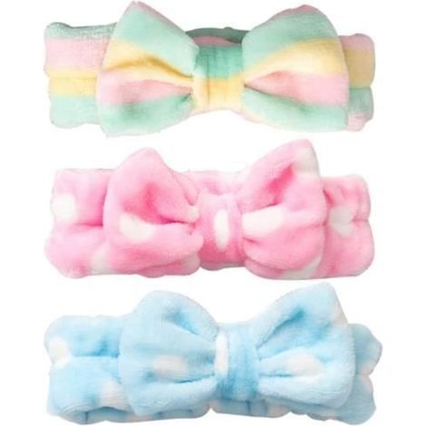 3-teiliges Spa-Haarband-Set, Make-up-Haarbänder für Damen, elastische Make-up-Haarbänder mit niedlichen, mehrfarbigen Schleifen (1/4)