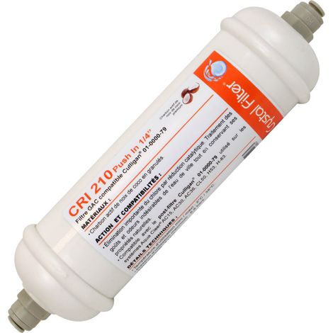 Filtre en ligne GAC Crystal Filter® CRI 210 Push In 1/4'' compatible Culligan® 01-0000-79 (1/2)