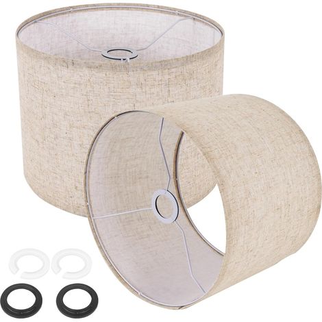 JCPYIUL Beleuchtungsstoff Beige Band E27 zu E14 Adapter Mittelgröße Trommelbeleuchtung für Tischleuchten, Bodenleuchten, Wandleuchten, Kopfleuchten, 28x22.5 cm (2 Stück,Ohne Glühbirne) (1/5)
