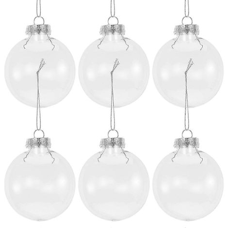 Boules de Noël transparentes à remplir et à suspendre, élégantes et décoratives, 8 cm, lot de 6 (1/5)