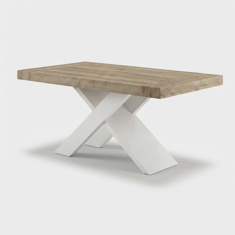 Tavolo allungabile pranzo 12 persone gambe bianche 160/260x90 Roma - Marrone