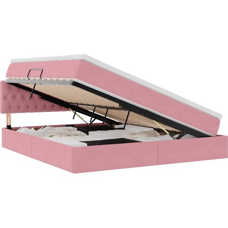Maison Exclusive - Aufbewahrungsbett mit Matratze Rosa 160 x 200