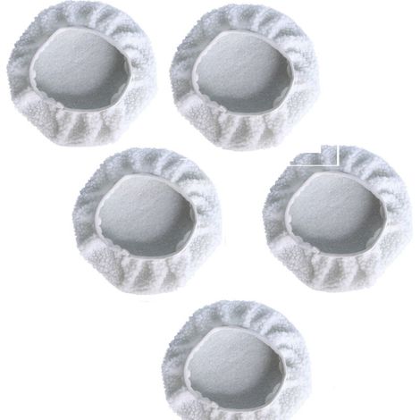 Bonnet de Polissage, 5 Pièces (230-250mm) Bonnets polir Bonnets électrique pour Bonnet de Laine de Voiture tampons de Cirage pour la Plupart des polisseurs de Voiture，blanc