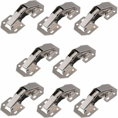 Set mit 8 Möbeltürbändern, Küchentürbändern, 90°-Möbelbändern, verdeckten Bändern, passenden Schrauben, geeignet für Möbel- und Büromöbeltüren