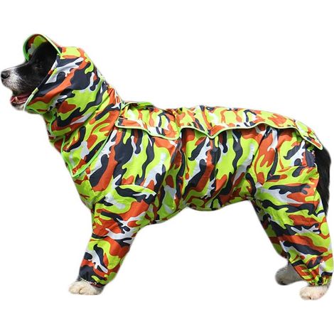 Imperméable pour chien avec capuche amovible (vert camouflage, 12)-Fei Yu