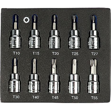 Jeu de 10 douilles Torx 3/8 pouces – Tailles T10 à T55 – CRV – Pour réparation automobile et mécanique (1/5)