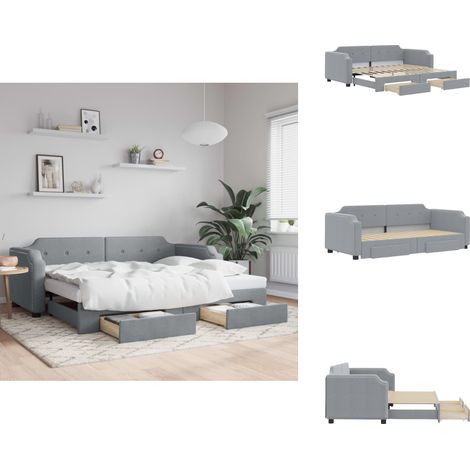 Lit de jour avec gigogne et tiroirs sans matelas 80x200 cm - Canapé Lit - Lit Gigogne - Meuble Multifonctionnel - Lit D'appoint - Rangements Intégrés (1/5)