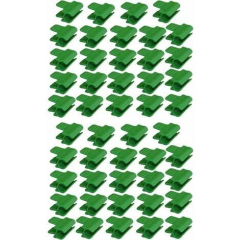 48er-Pack Schlauchschellen für Gartenschläuche, Gartenhausfolienzubehör, 16 mm Außendurchmesser, Pflanzenstäbe, Kunststoffclips für Gewächshäuser, Grün (1/4)