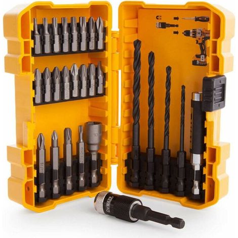 Dewalt – Coffret vissage 27 pcs – 2 embouts magnétiques – Embouts Philips, Pozidriv, Torx – Forets 1/4' Ø 3 à 6mm – Douille 10mm - DT71700