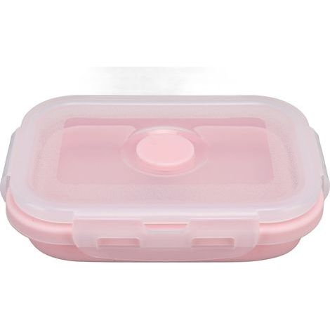 Boîte pliante en silicone Bento 350ml rose, conteneur de stockage alimentaire écologique, résistant aux hautes températures et aux micro - ondes (1/5)