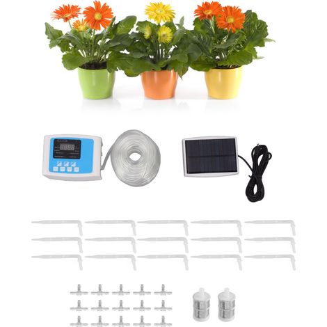 Système d'arrosage intelligent pour plantes de jardin, ensemble d'arrosage programmé, goutteur automatique, arrosage facile, double pompe, tuyau d'arrosage bleu de 10 mètres (1/5)