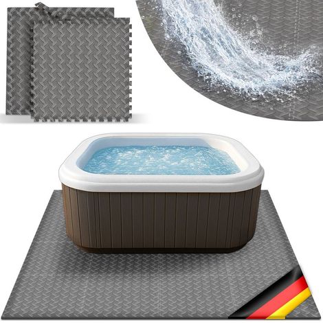 tillvex Base de balnéo carrée 200 cm grise Tapis de sol pour piscines balnéo extérieures carrées Tapis de protection thermique pour sous-sol de piscine Plaque de protection pour sol : protège et is