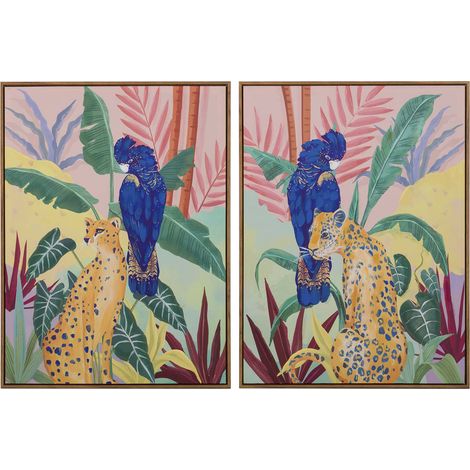 2er-Set Tierbilder mit Goldrahmen 60x4x80 cm (1/5)