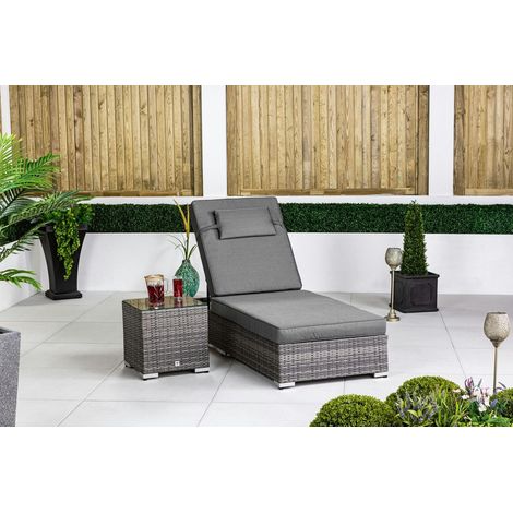GIARDINO Rattan Sun Lounger & Table Set - Rattan Sunbed Garden Patio Furniture (1/5)