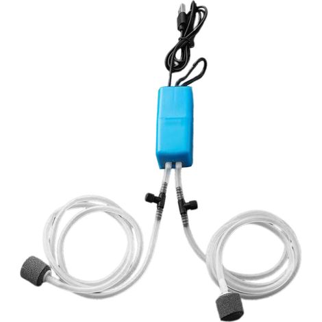 Pompe à oxygène USB pour Aquarium, Portable, silencieuse, Double sortie, Mini Air de pêche pour Aquarium domestique, bleu (1/5)