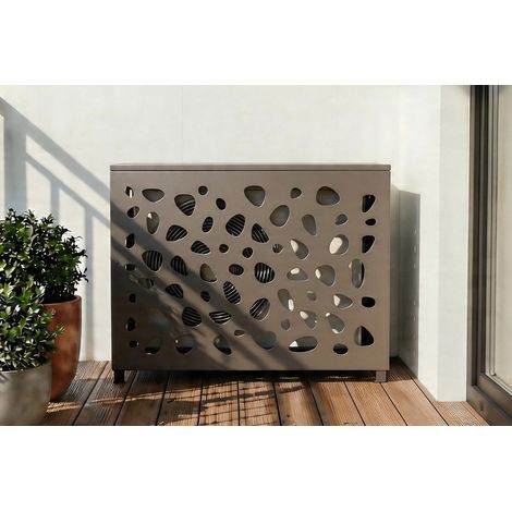Cache clim & pompe à chaleur ANETO SUNNY aluminium taupe - taille S (1/5)
