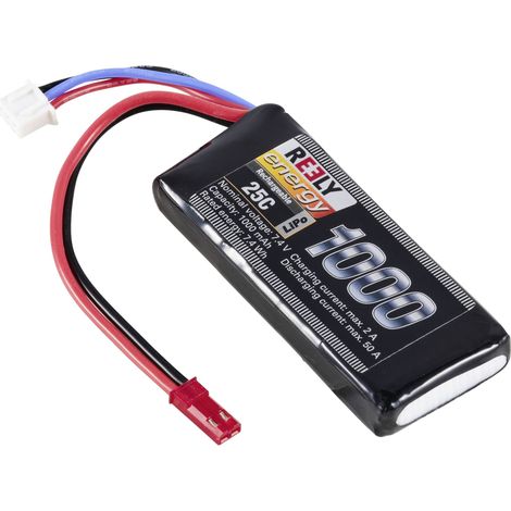 Reely Pack de batterie (LiPo) 7.4 V 1000 mAh Nombre de cellules: 2 25 C Softcase BEC X983682 (1/3)