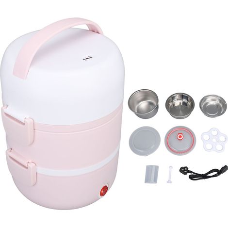 Chauffe-repas électrique 250 W, rose, 3 compartiments, capacité 2 L, acier inoxydable, étanche, portable, format bento, prise australienne 220 V (1/5)