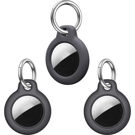 3 Pack Protective Case for Airtags Case Anti-Scratch Portable Bluetooth Tracker Locator Case for Airtag Accessory Shell Case Holder Key GPS Tag for Keys/Bags/Pets etc Black (1/5)
