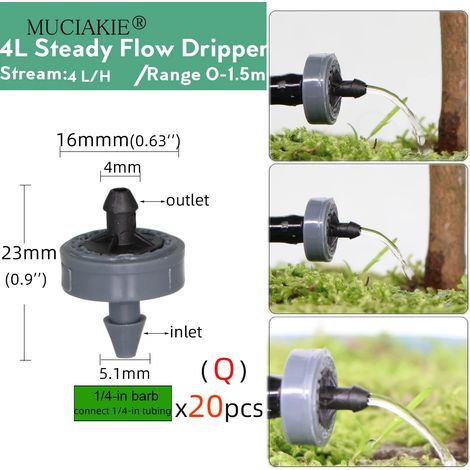 (Q) Pipette d'irrigation réglable à 90/180/360 degrés, micro-buse de pulvérisation pour jardin, buse rotative, pulvérisateur à brouillard avec compensation de diamètre de tuyau 4/7 mm (1/5)