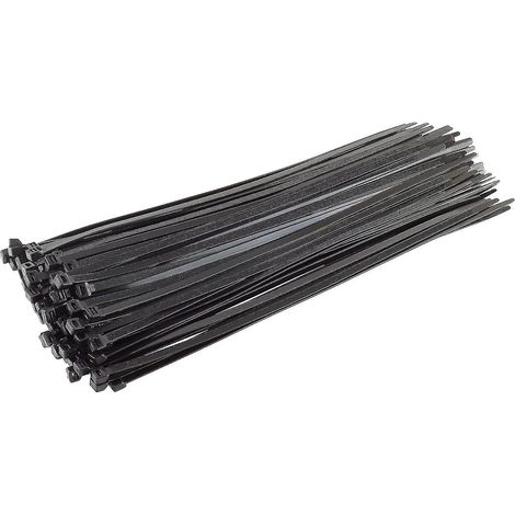 Lange, robuste silberne Kabelbinder, 370 mm x 4,8 mm, 100er-Packung, aus hochwertigem Nylon, 450 mm x 9 mm Reißverschluss, schwarz