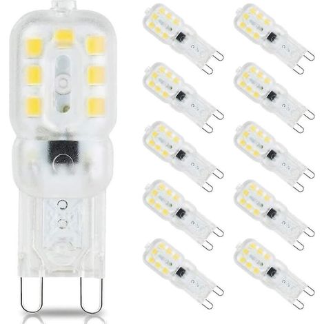 Ampoules LED, ampoule LED G9 3 W (équivalent à une ampoule halogène 33 W), blanc froid 6 000 K, sans scintillement, angle de diffusion à 360°, 220 V CA, lot de 10 - WELLNGS (1/5)