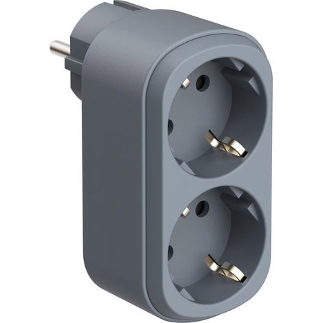 Electraline 55098 Adattatore Doppio Prima 2 Prese 16A (2P+E) Schuko Frontale, Multipresa a 2 Prese Schuko, Blu (1/5)