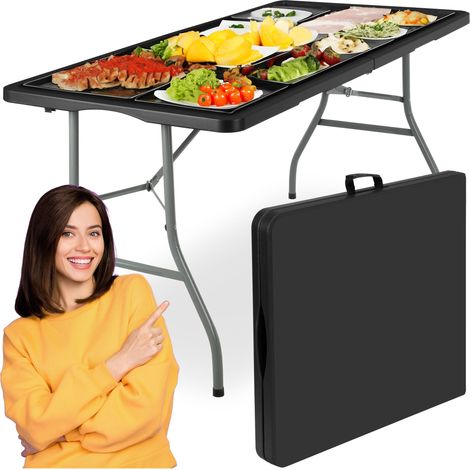 Tavolo da catering Rico pieghevole in valigia, 150 cm, nero (1/5)