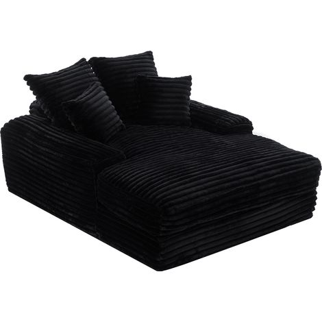Cord Schlafsofa Schwarz 137 x 175 x 63 cm, 4 Kissen, ohne Montage (1/5)