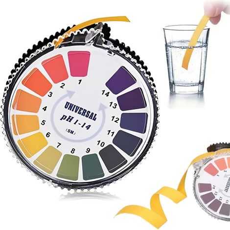 Un rouleau de papier indicateur de pH général (5 mètres) et des bandelettes de test de pH à gamme complète (0-14). (1/5)